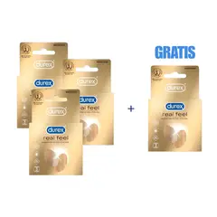 DUREX - Pack x 3 Cajas Preservativo Real Feel + 1 Regalo (12 unids)