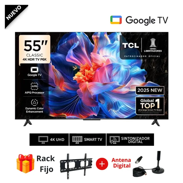 Televisor Smart TV 55 4K Google TV 55P6K + Rack + Antena