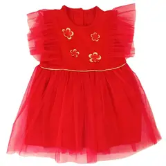 GENERICO - Vestido de Gala Flor de Pasión Rojo Festivo