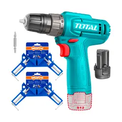 TOTAL TOOLS - Taladro Atornillador 20nm Total + 2 Prensas Esquineras