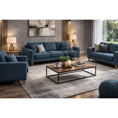 ARTSOFA - Juego de Sala 3 2 1 Bellagio Collection Azul Acero Antifluido + Obsequio