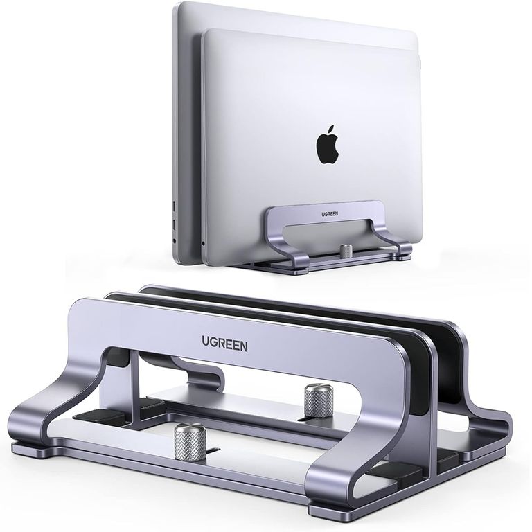 Soporte para laptop Aluminio de 2 ranuras para escritorio, hasta 17,3"