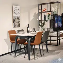MIN CITY HOME - Juego de comedor Nórdico con 4 sillas (140cm x 80cm)