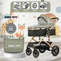 BABY - Coche Moisés Premium «NEW ORLEANS» con Bolso Pañalero Green