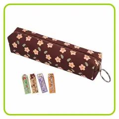 GENERICO - Cartuchera Slim Estilo Floral Escolar y Oficina Guinda