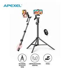 S&T - Palo Selfie + Trípode 2 en 1 Extensible 70” Rotación 360°