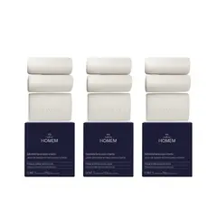 Natura - Set x3 Caja Jabones Homem en barra cuerpo y barba Caja con 3 unidades de 110 g c/u