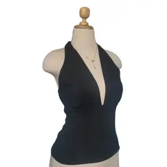 GENERICO - Blusa Teresa Halter Diseño Impactante Doble Forro color Negro