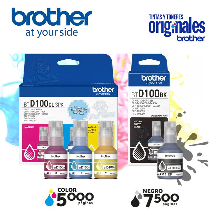 JUEGO DE TINTAS BTD100CL 3PK COLORES + BTD100BK