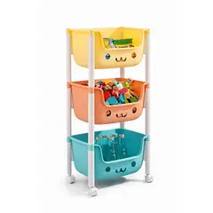 GENERICO - Organizador Juguetes 3 Niveles Carrito Almacenamiento Infantil Ruedas Canastillas Plásticas