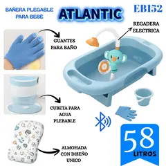 BABI - BAÑERA PLEGABLE ATLANTIC CON TERMOMETRO Y ACCESORIOS - CELESTE