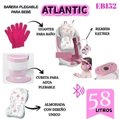 BABI - BAÑERA PLEGABLE ATLANTIC CON TERMOMETRO Y ACCESORIOS - ROSADO