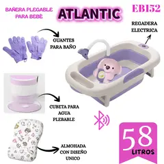 BABI - BAÑERA PLEGABLE ATLANTIC CON TERMOMETRO Y ACCESORIOS - LILA