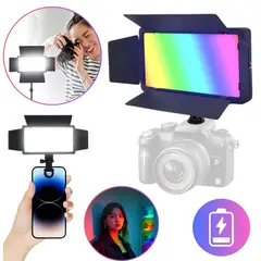 SEISA - Luz LED Iluminacion RGB 10W Recargable para Camara Fotografia Selfie Celular Live Streaming