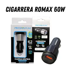 ROMAX - CARGADOR PARA AUTO CIGARRERA 60W 6.2A CON 1 PUERTO USB