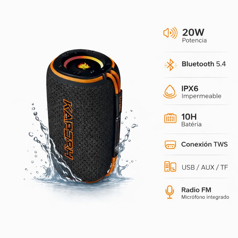 Parlante Bluetooth Portátil KABOOM Impermeable