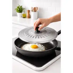 GENERICO - Tapa Moderna de Acero Inoxidable 18 cm – Resistencia y Estilo en Tu Cocina