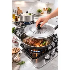 GENERICO - Tapa Inox 22 cm – Resistente y Funcional para Tu Cocina