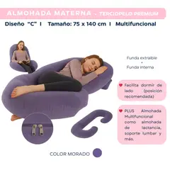 GENERICO - Almohada Embarazo Multifuncional, Diseño C, Color Morado