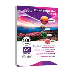 GENERICO - Papel Fotográfico Adhesivo 115 Gr A4 Cursor Pack De 100 - A4