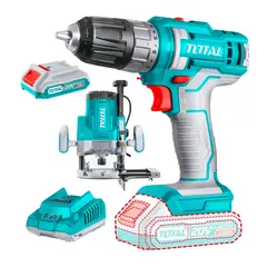 TOTAL TOOLS - Ruteadora 2200w Industrial + Taladro Atornillador 10mm