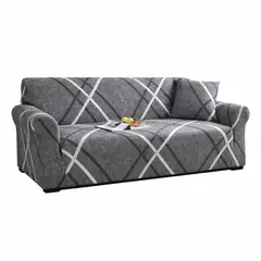 SALA FABULOSA - Funda de mueble 3-2-1 con 6 fundas de cojines Diseño Modern Lines PLOMO