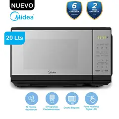 MIDEA - Horno Microondas 20L MMDF07S2MB Negro Espejo