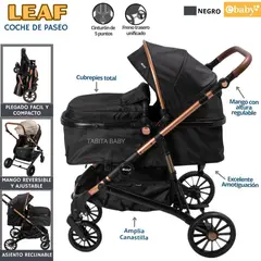 EBABY - Coche de paseo para bebé Mango Reversible LEAF Negro