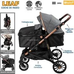 EBABY - Coche de paseo para bebé Mango Reversible LEAF Gris