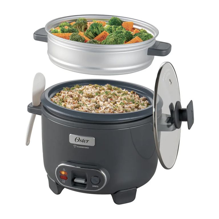 Olla Arrocera 15 Tazas 3 en 1 Función de Sofrito Vaporera Gris