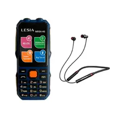 LESIA - Celular Básico Mega 4G Todo Terreno Azul + Audífonos Lenovo HE05X