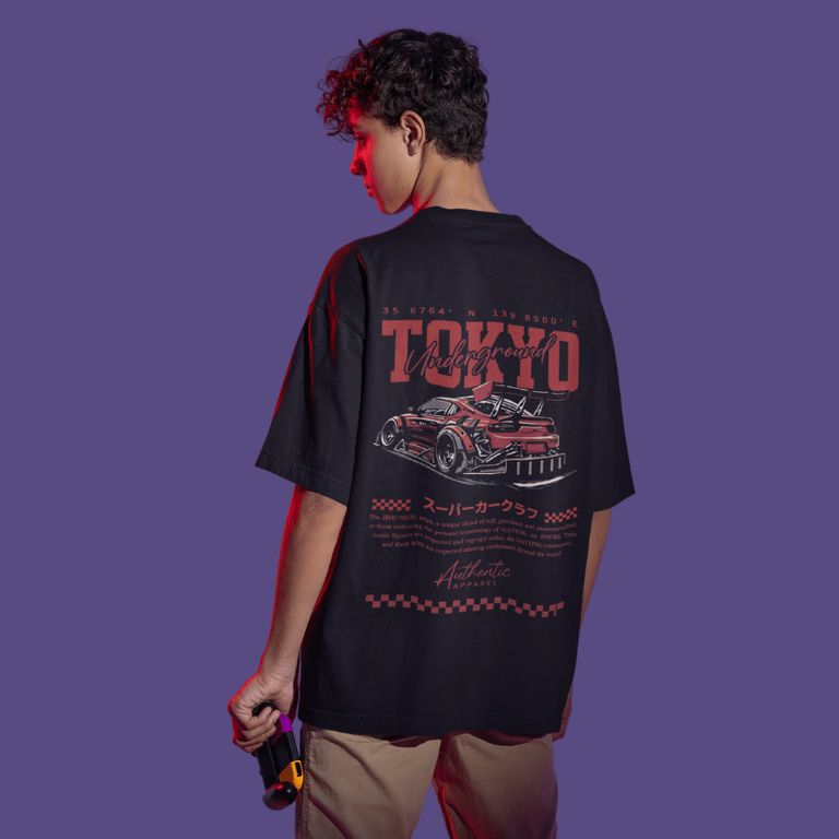 Polo oversize streetwear de carros de carrera - ECLIPSE