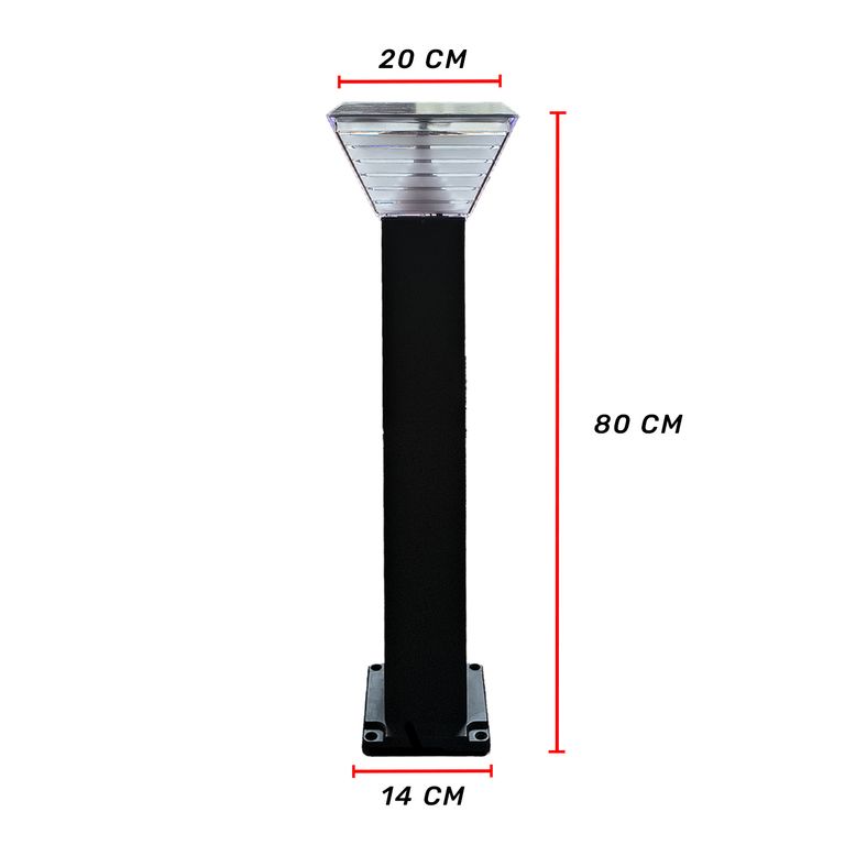 Lámpara Solar LED Bolardo Cubo Garden Light 20W IP66