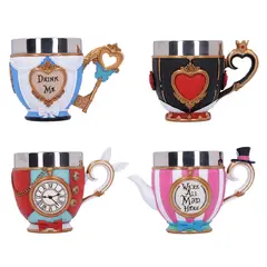 GENERICO - Pinkys Up - Alice, Rabbit, Hatter & Queen of Hearts (Set de 4 tazas decorativas)