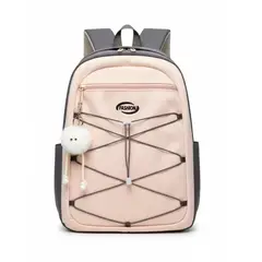 GENERICO - Mochila urbana impermeable con llavero pompón y compartimento para laptop