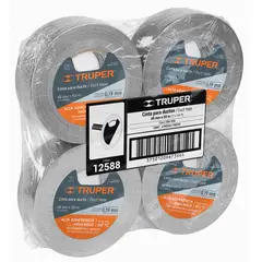 TRUPER - Cinta para ducto 50m x 48mm, espesor 0.19mm x 4 PIEZAS 12588