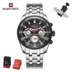 NAVIFORCE - Reloj Hombre NF9222 PLATEADO NEGRO Analógico Acero Inoxidable Multifunción