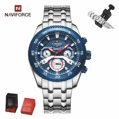 NAVIFORCE - Reloj Hombre NF9222 PLATEADO AZUL Analógico Acero Inoxidable Multifunción