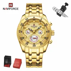 NAVIFORCE - Reloj Hombre NF9222 DORADO GOLD Analógico Acero Inoxidable Multifunción