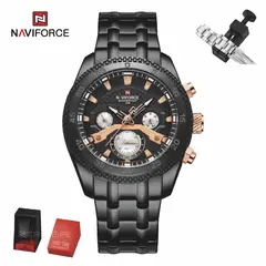 NAVIFORCE - Reloj Hombre NF9222 NEGRO BLACK Analógico Acero Inoxidable Multifunción