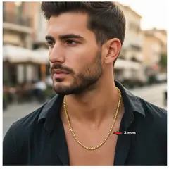 OEM - CADENA HOMBRE COLLAR ESLABON CIRCULAR DELGADO ACERO INOXIDABLE 316L