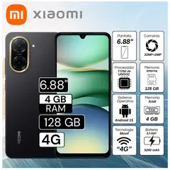XIAOMI - Celular Redmi A5 4GB RAM 128GB 6.88" Pulg. Android 15 - Negro Ocaso