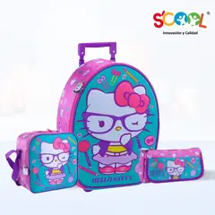 SCOOL - Set de Mochila Escolar Ranger Maleta Con Rueda 3D Hello