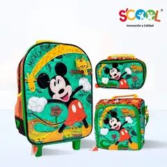 SCOOL - Set de Mochila Escolar Con Rueda Mickey