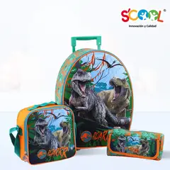 SCOOL - Set de Mochila Escolar Con Rueda 3D Jurassic B Roar