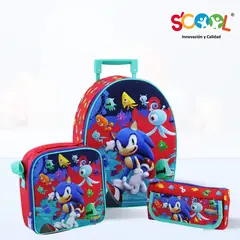 SCOOL - Set de Mochila Escolar Con Rueda 3D Ranger Sonic