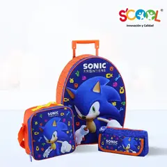 SCOOL - Set de Mochila Escolar Con Rueda 3D Ranger Sonic Azul