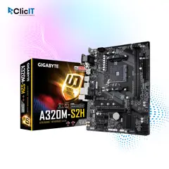 GIGABYTE - PLACA MADRE PLACA MADRE A320M-S2H, PARA PROCESADORES AMD RYZEN AM4, 2 RANURAS DE MEMORIA DDR4 HASTA 64BITS BUSS 2133 MHZ, G-3000 G-5000 (GA-A320M-S2H)