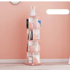 GENERICO - Librero Montessori Giratorio Rosa 360° 4 Niveles - Organizador de Libros y Juguetes 53 x 132 cm