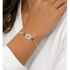 JOYERIA D'PILMER - PULSERA DE PLATA HUELLITA CON CRISTAL JADE